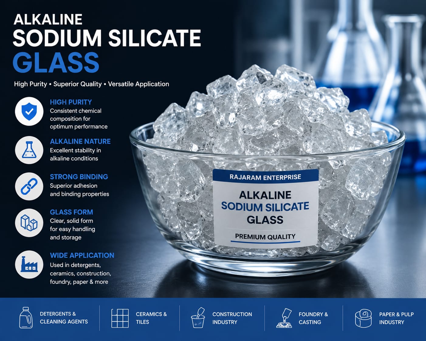 Alkaline Sodium Silicate Glass